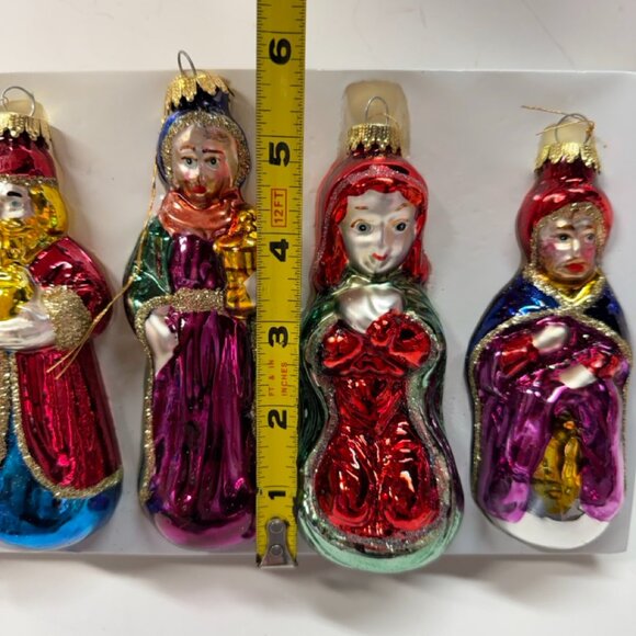NEW Vintage Glass Nativity Set Christmas Ornaments Baby Jesus Wise Men Mary - Picture 5 of 9